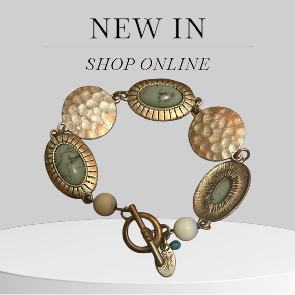 Source Unknown Jewelry - Vintage Gold toned and Green  stone Women's Bracelet